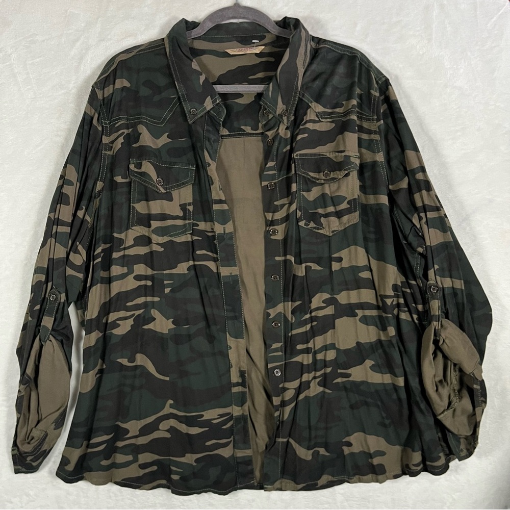 Highway Jeans Women's Camouflage Button-Down Shirt Jacket - Green/Brown/Black